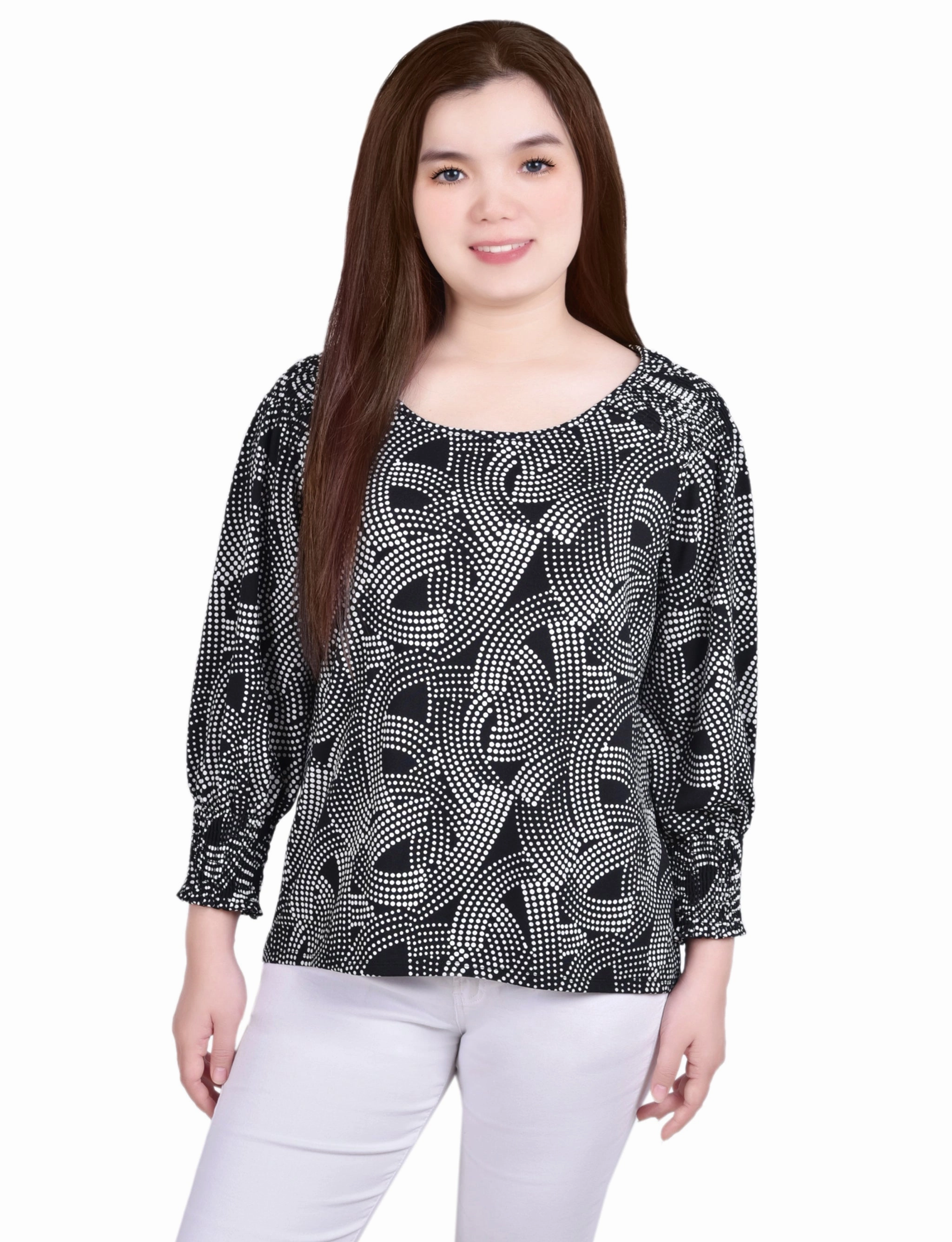 FlexibleCollar 3/4 Smocked Detail Top