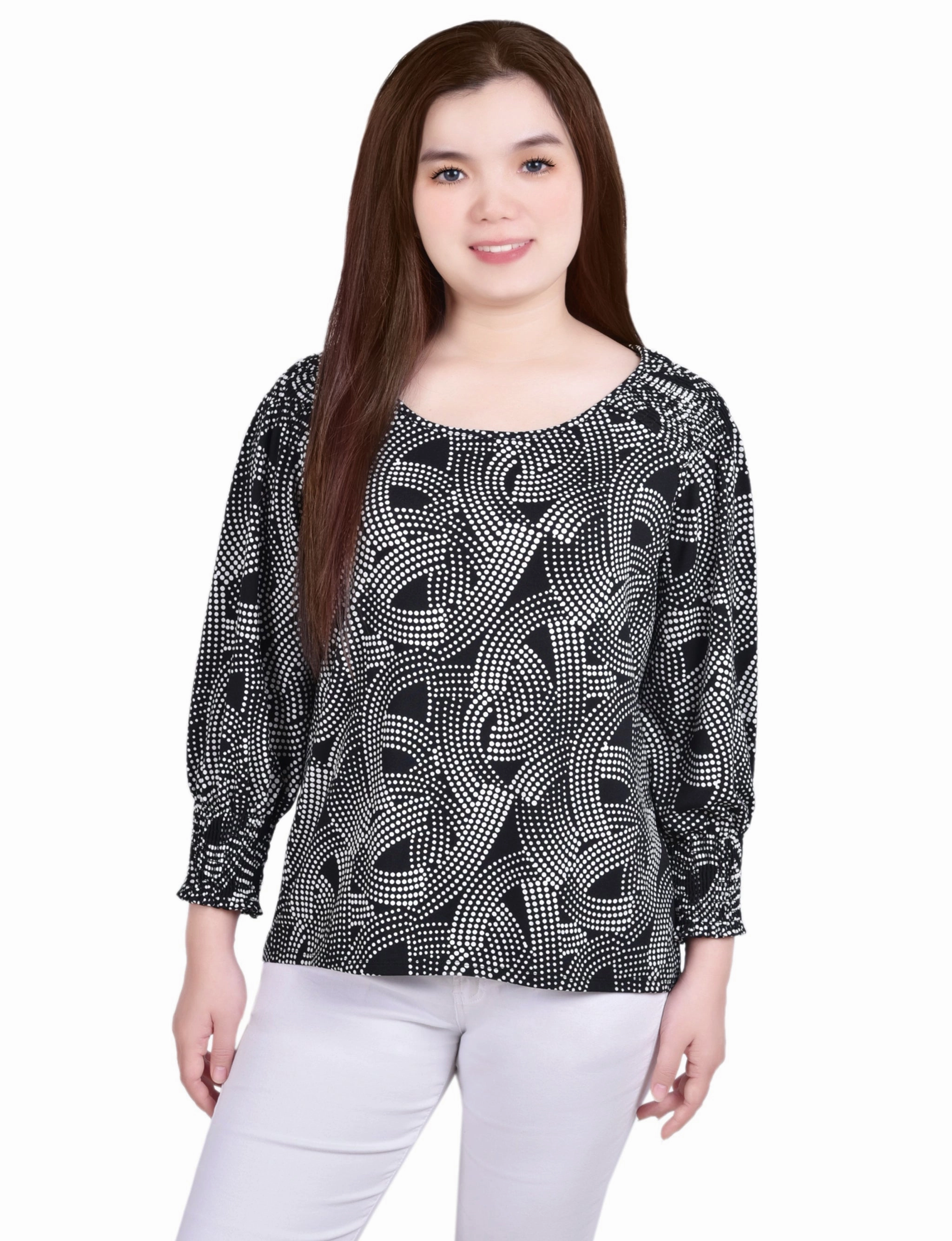 HeatRegulating 3/4 Smocked Detail Top