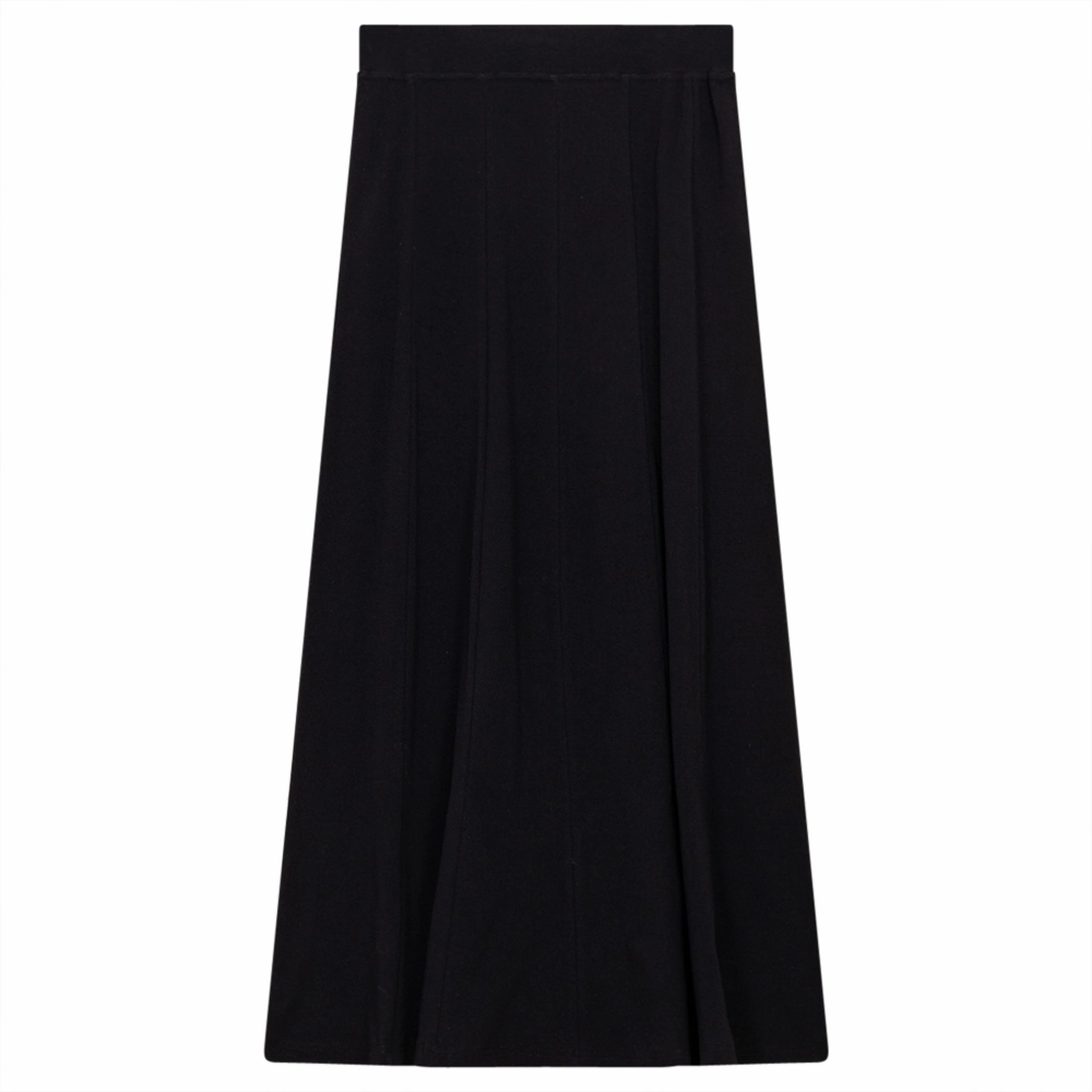 A Line Silhouette Mid Length 5 Stars Black Long Skirt SB3CPT4801LB