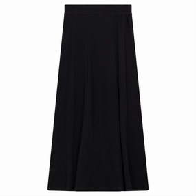 A Line Silhouette Mid Length 5 Stars Black Long Skirt SB3CPT4801LB