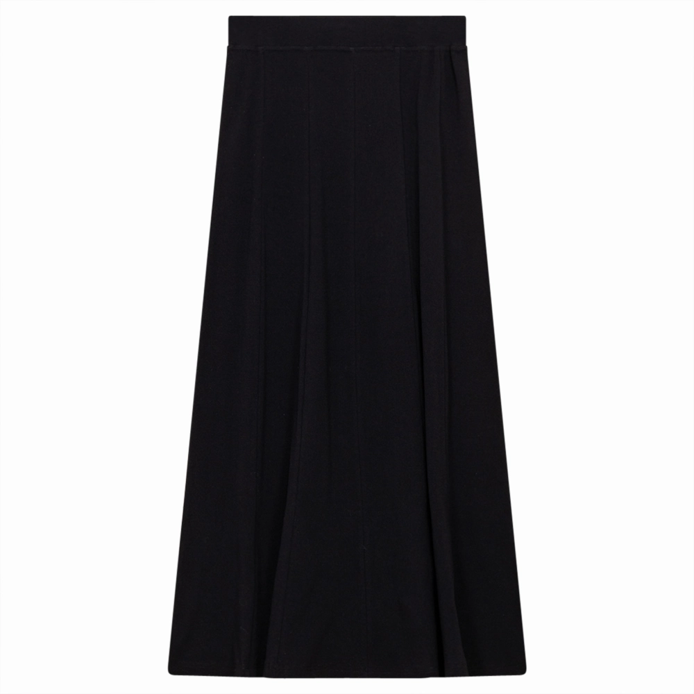 Anti Static Lining Crisscross Details 5 Stars Black Long Skirt SB3CPT4801LB