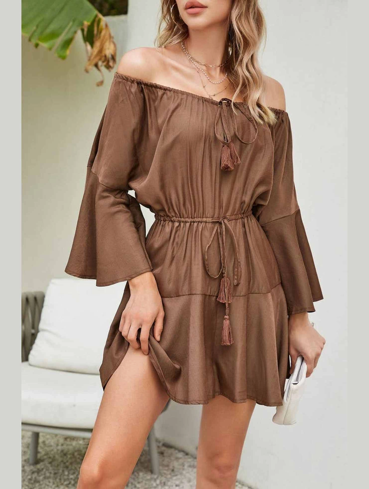 A LINE NECK DRAWSTRING FLARED SLEEVE JUMPSUIT_CWSJS0530 Relaxed Slim Breathable New