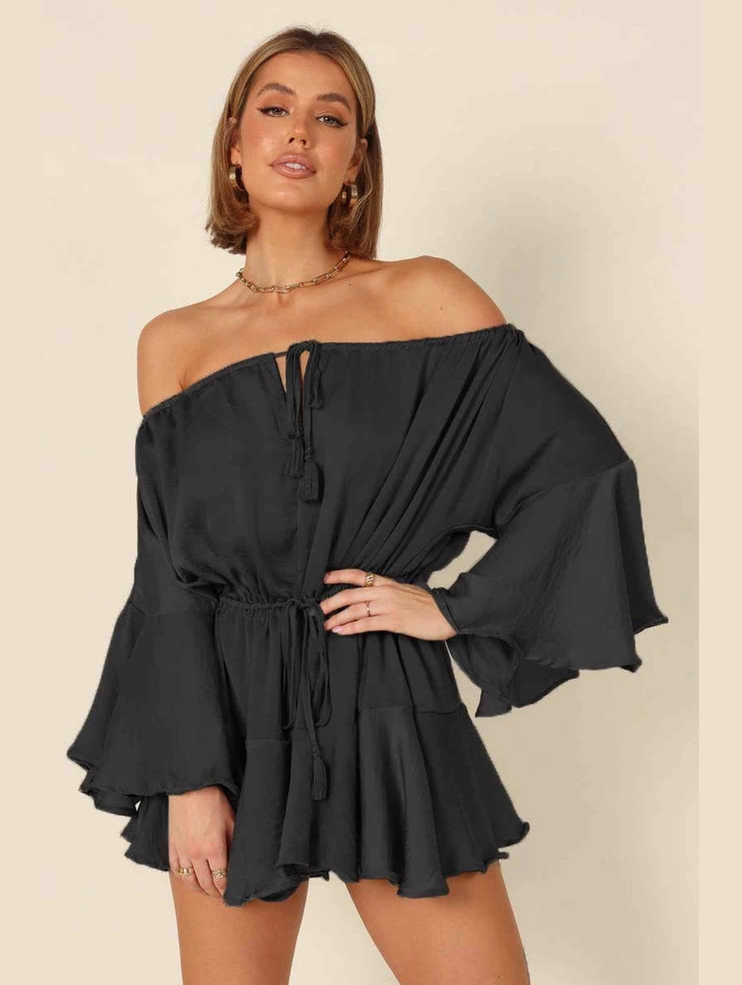 A LINE NECK DRAWSTRING FLARED SLEEVE JUMPSUIT_CWSJS0530 Thermal regulation