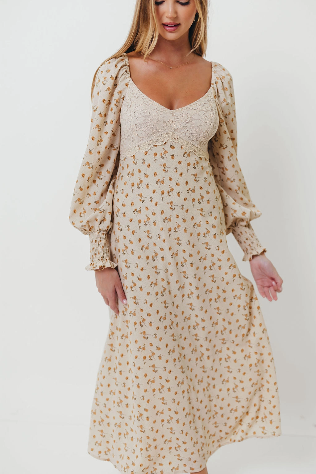 Annette Lace Panel Maxi Dress in Vintage Cream Relaxed and stylish Youth Charm