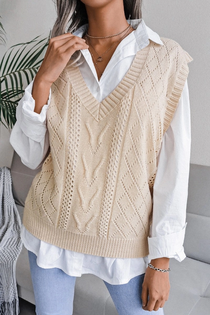 NoSlip Grip WOMEN OVERSIZED LOOSE FIT RIBBED KNIT VEST
