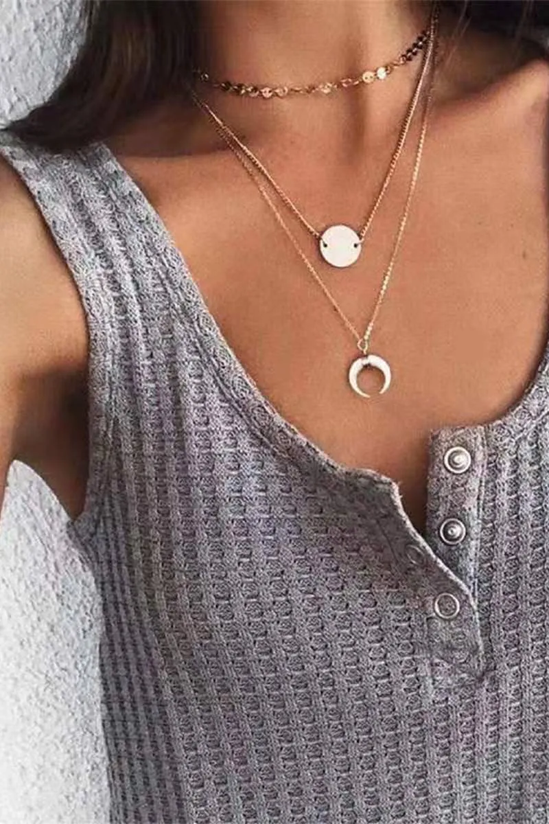 BUTTON-DOWN U-NECK SLEEVELESS VEST BLOUSE_CWOV0247 Quick Access Slit