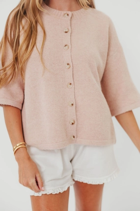 UltraFineMesh Fashionable Look Davina Button-Up Sweater in Ballet