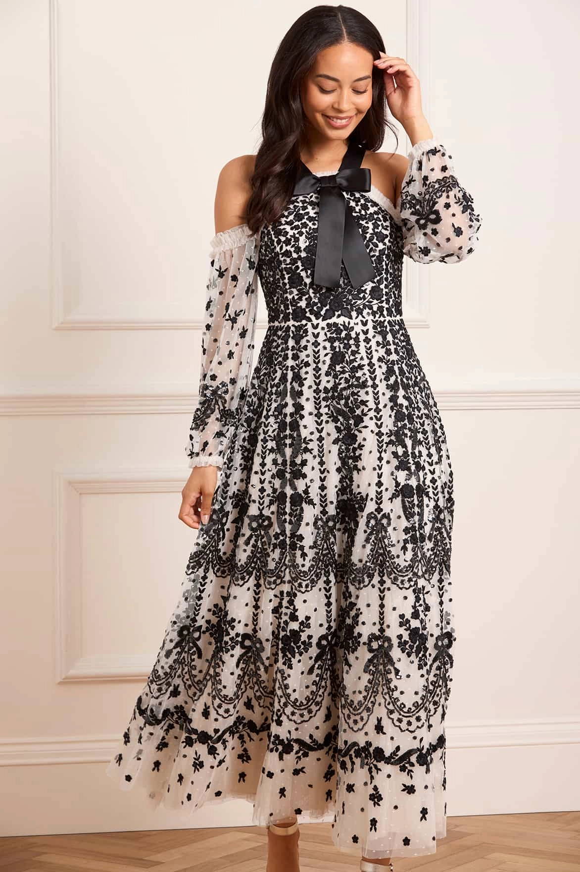 Adeline Off-Shoulder Ankle Gown Lightweight-Layer