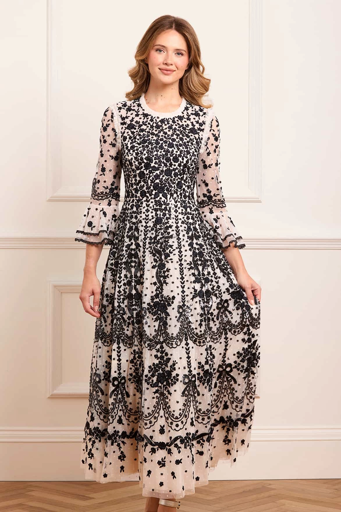 Music-Concert Adeline Round Neck Ankle Gown