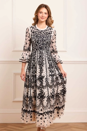 Adeline Round Neck Ankle Gown relaxed elegance