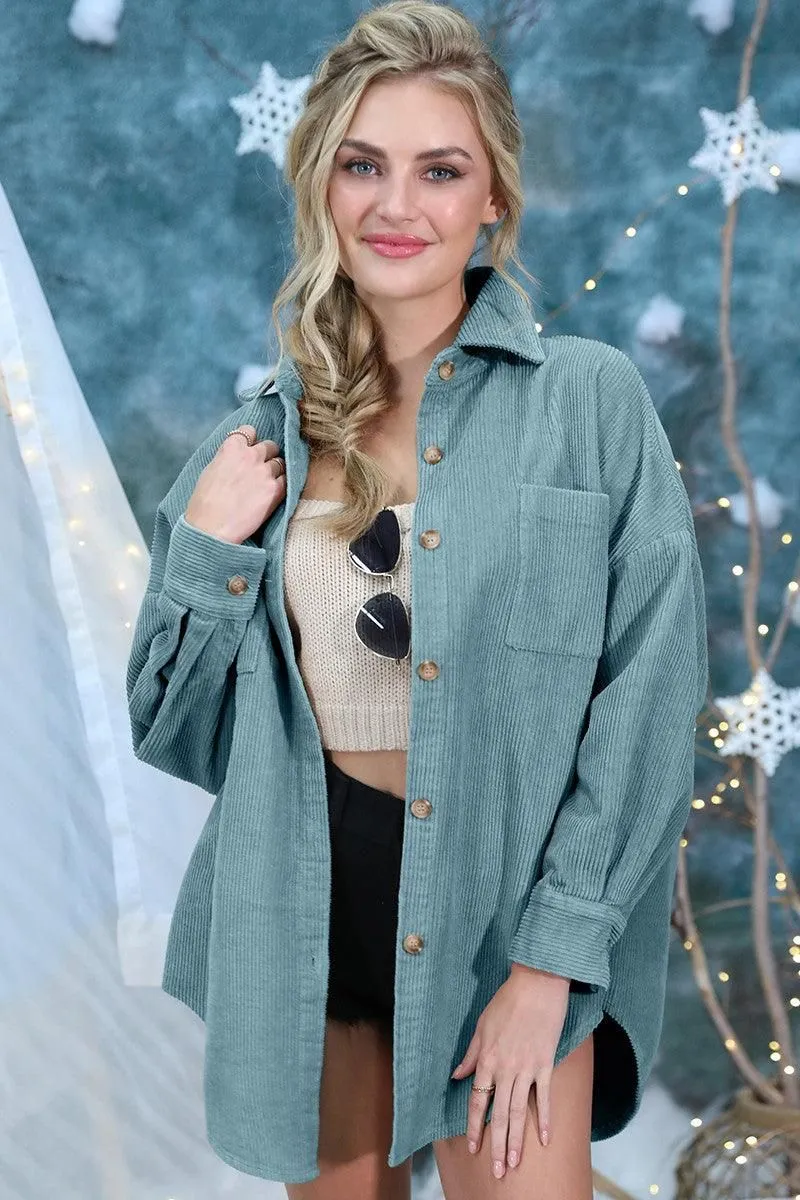 RawEdgedDesign LOOSE FIT CORDUROY SHIRTS JACKET SHACKET