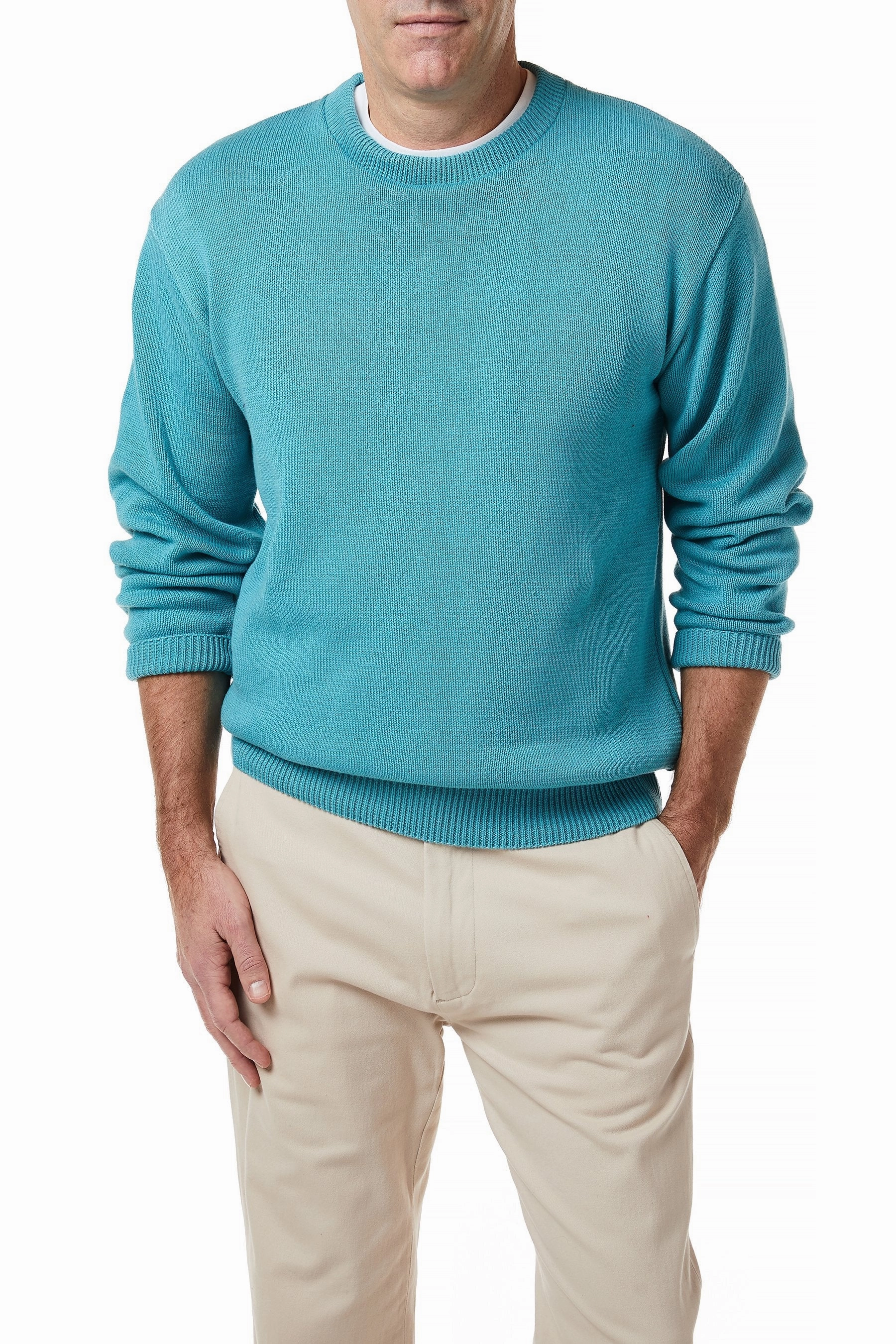 Breathable Ventilation AthleisureCompatible Yachtsman Crewneck Sweater Seafoam