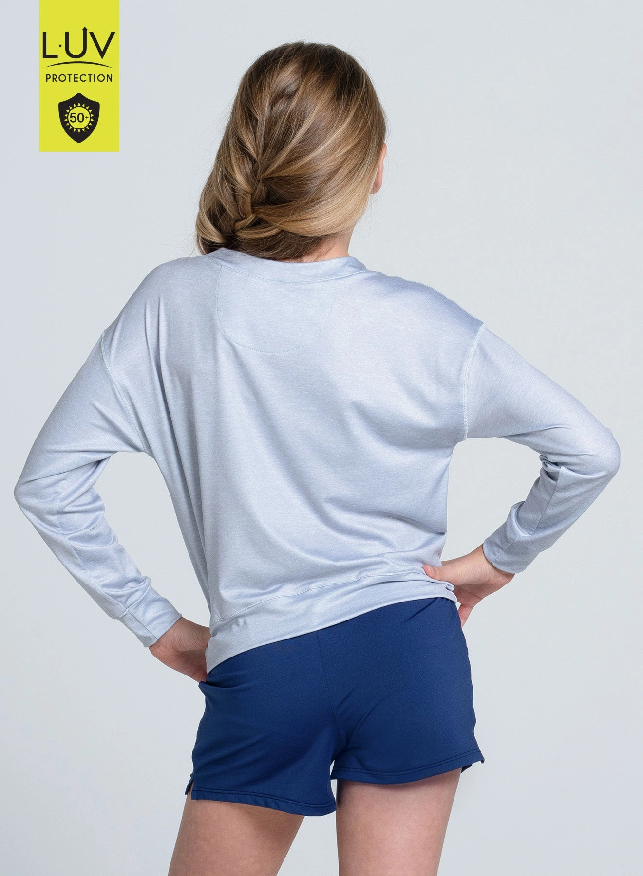 Heather Hype Long Sleeve NonChafe Tag Placement ribbed texture