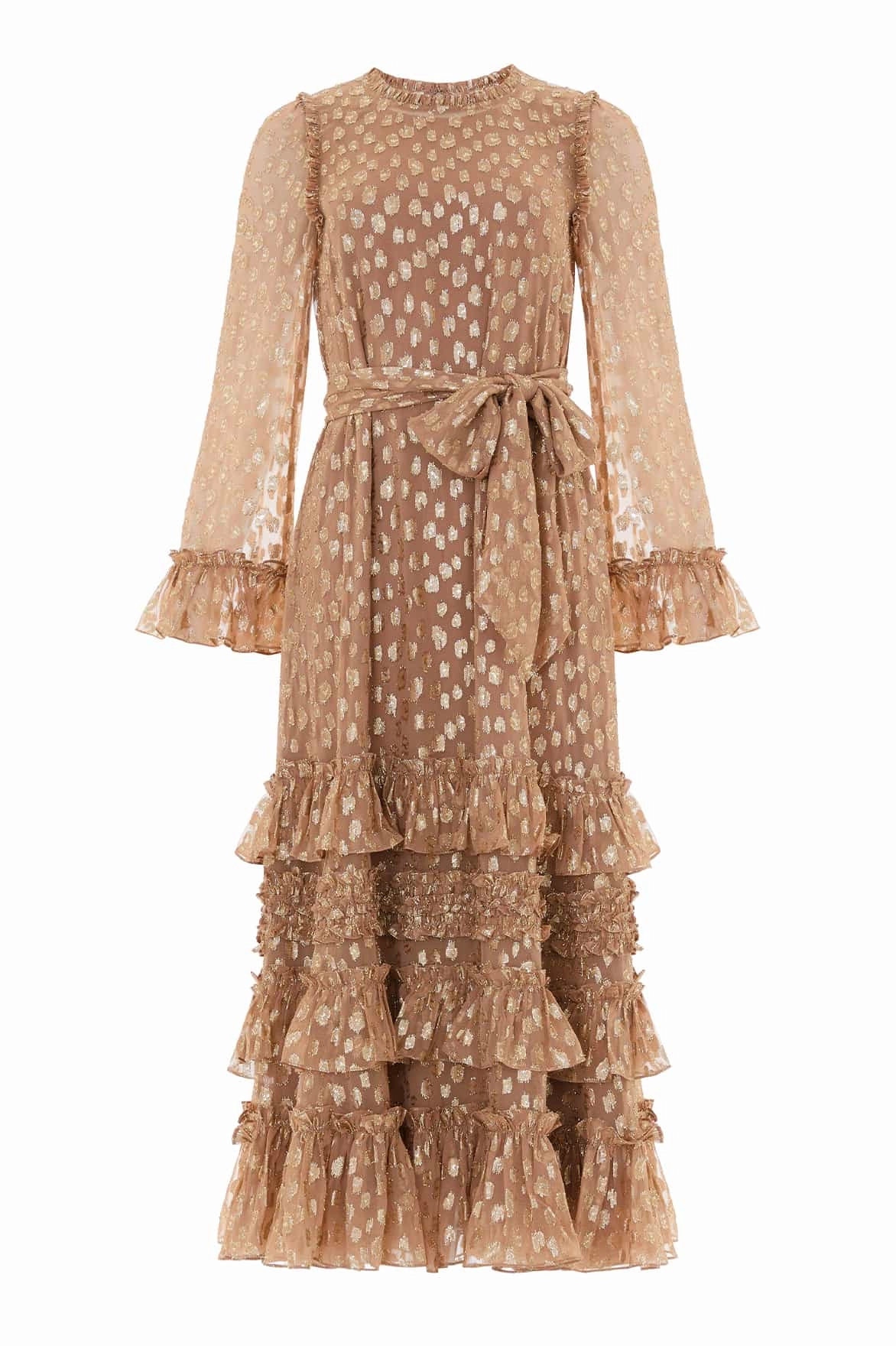 Texture Flow Odelle Lurex Round Neck Ankle Gown