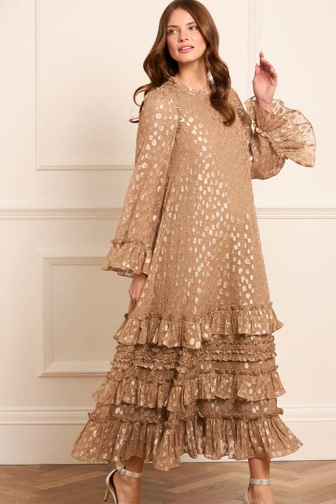 Odelle Lurex Round Neck Ankle Gown Relax Flex