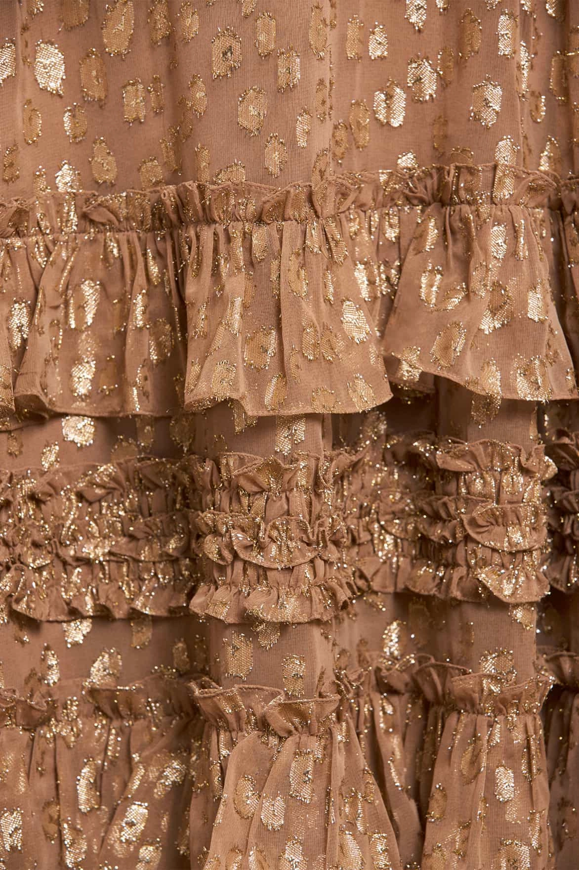 Odelle Lurex Round Neck Ankle Gown Neutral Feel Soft fabric piece