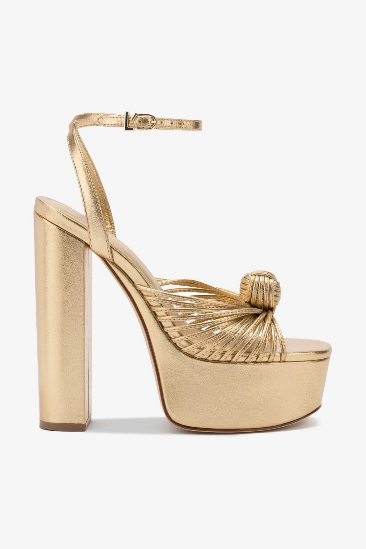 Comfort Midsole Cotton Touch Valerie Platform Sandal In Gold Metallic Leather