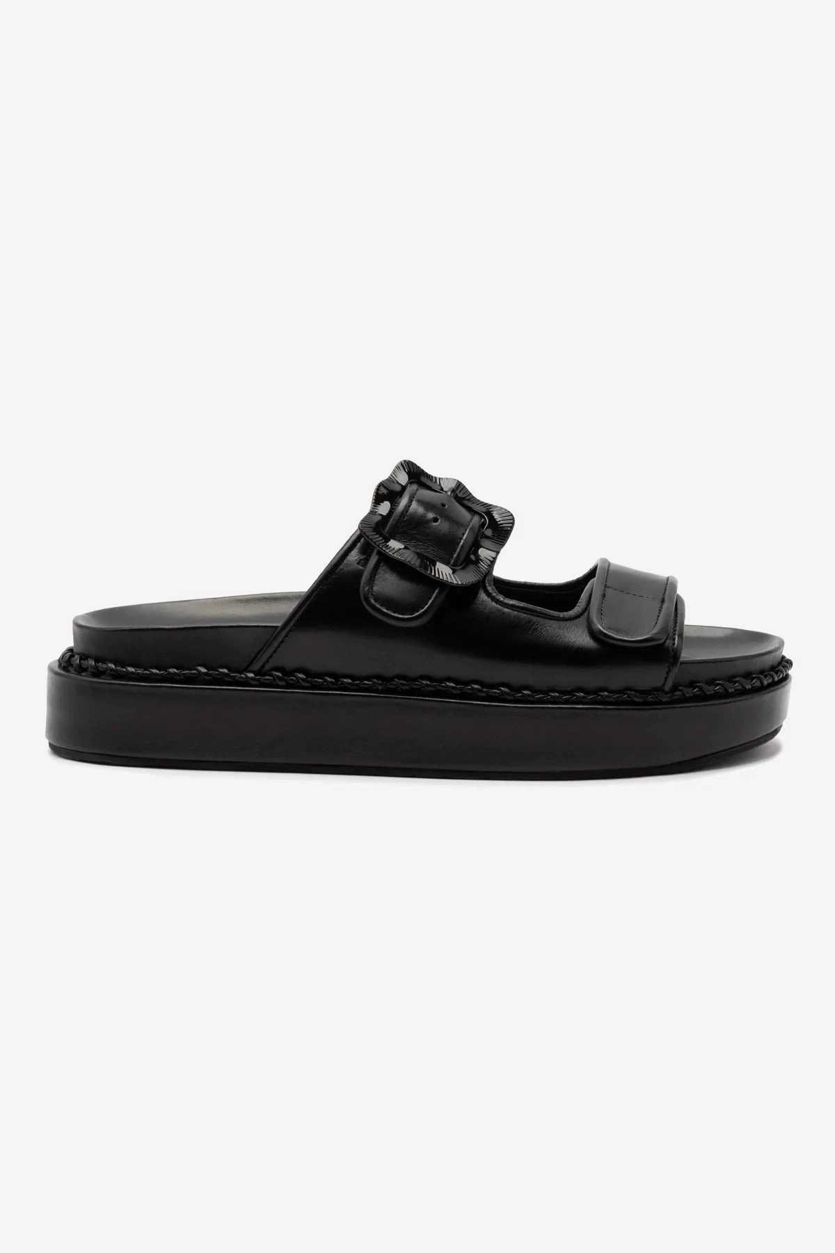 Heart Glow Maui Slide In Black Leather