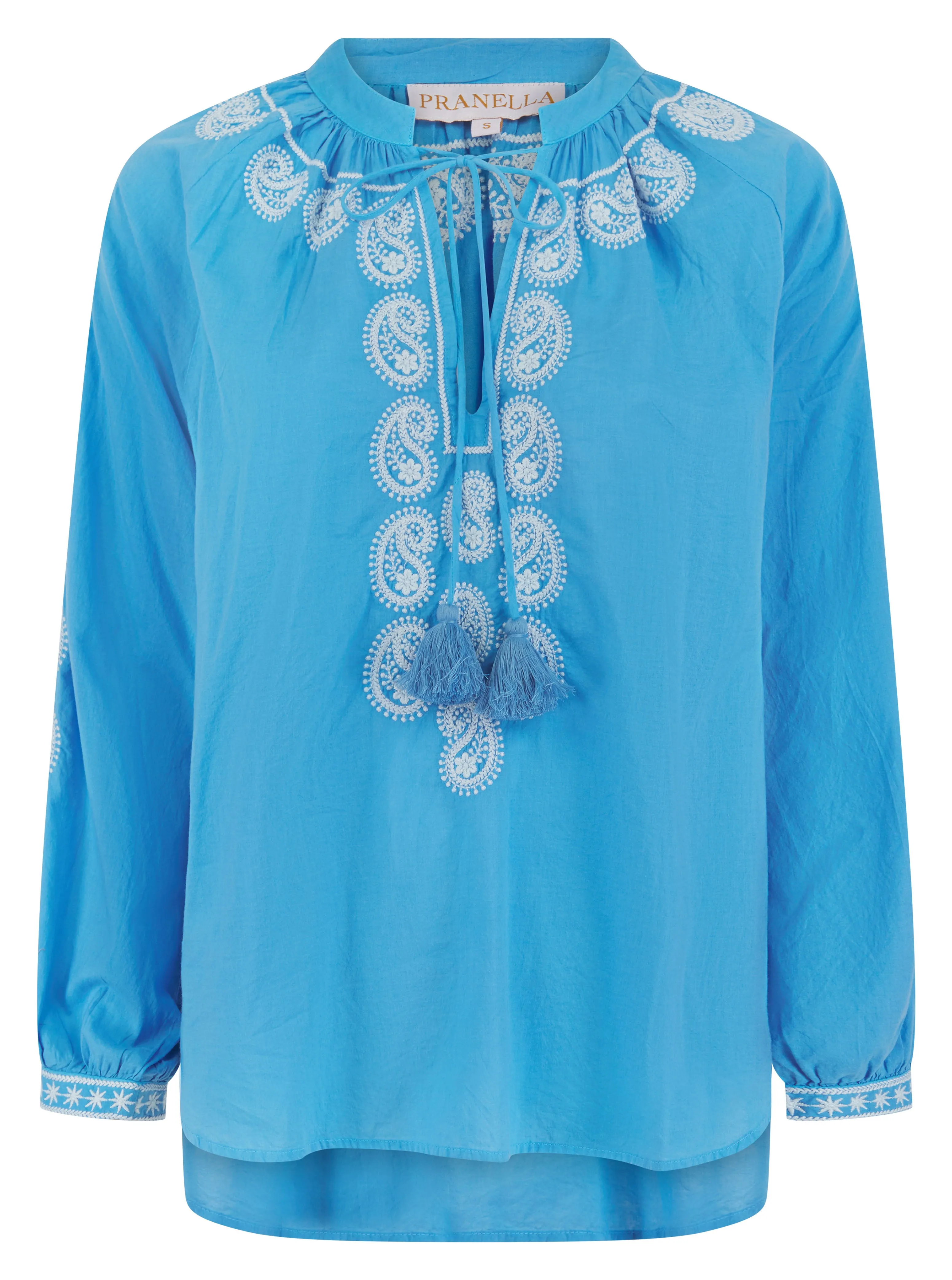 Taylor Top Cornflower Circular Knit Stretch Fabric