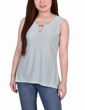MultiPocketDesign Sleeveless Knit Eyelet Top With Hardware