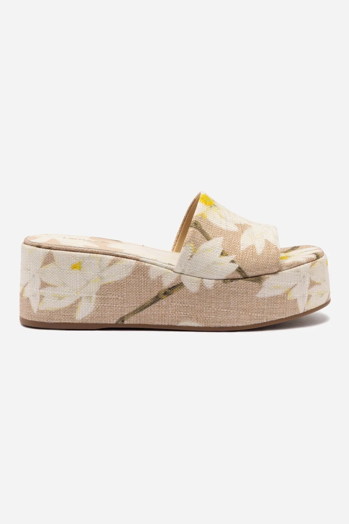 Alex Flatform Mule In Beige Printed Raffia White Clean