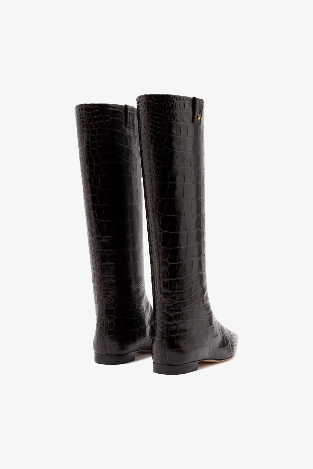 Alexis Flat Boot In Brown Croc Leather Lace Up Style Cushioned heel