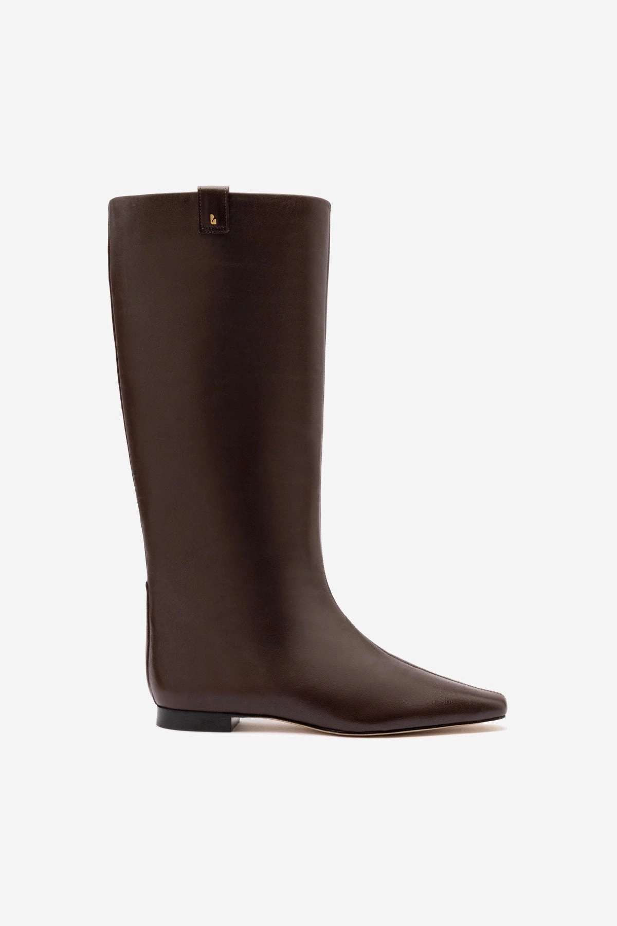 Alexis Flat Boot In Brown Leather Gloss Finish Top Rated