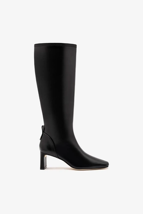 Alexis Hi Boot In Black Stretch Leather Lift Up