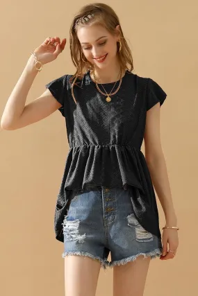 BondedSeamTechnology Reflective Trim RUFFLED ELASTIC WAIST PUNCHING LACE TEE
