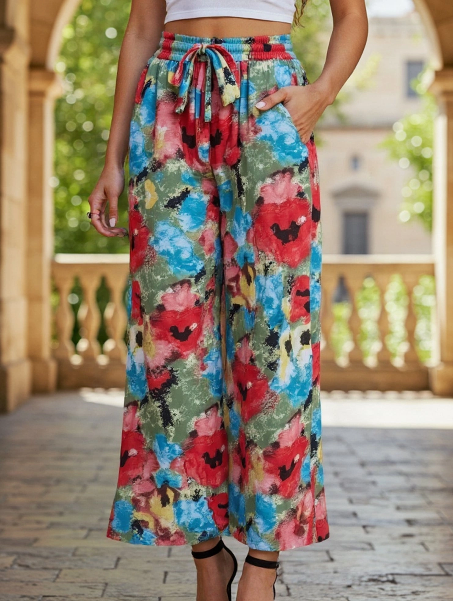 Personalized printed high-waisted casual pants ReinforcedPockets