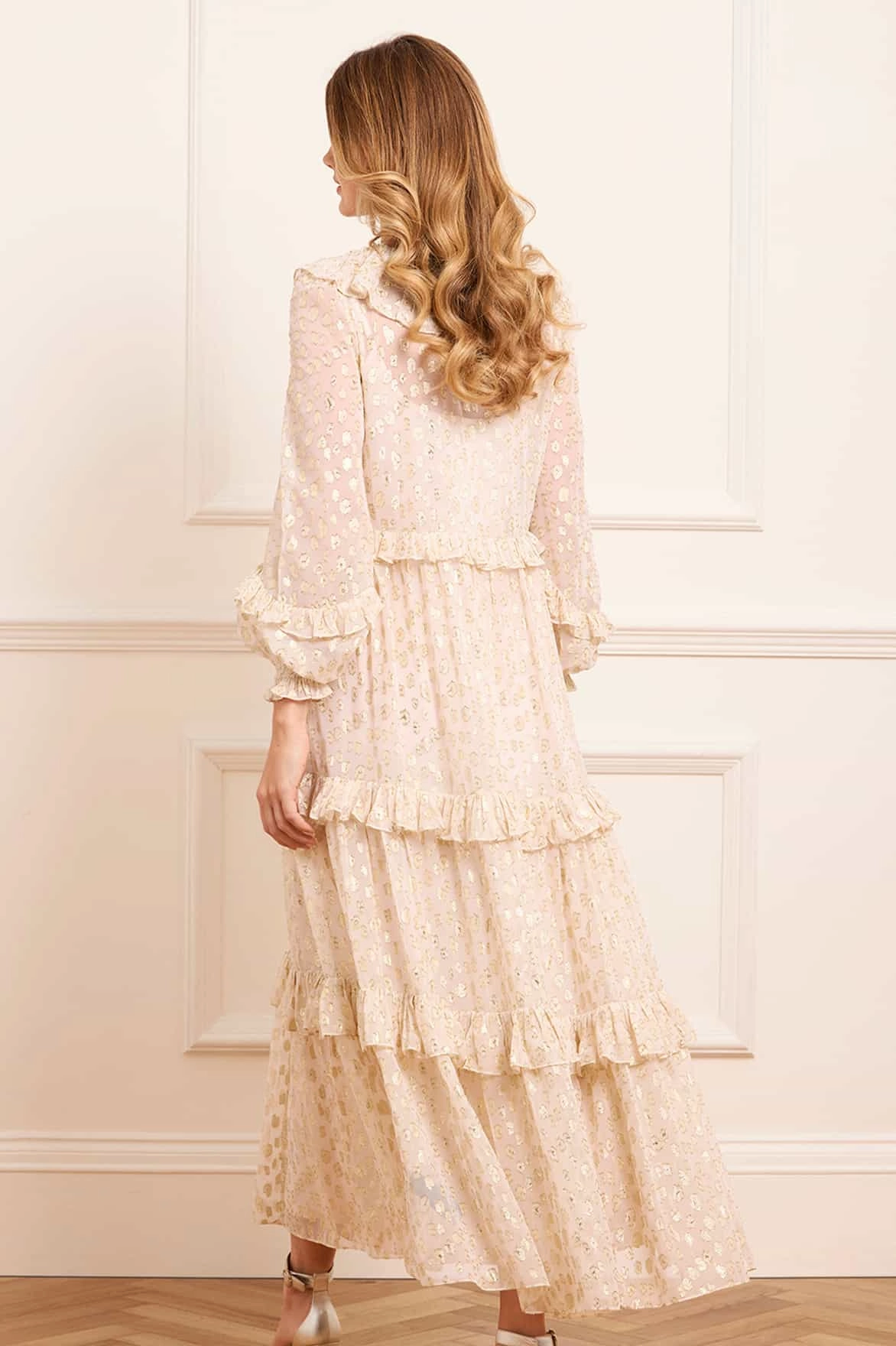 Spring Flow Sculpted Form Cherie Lurex Ankle Gown