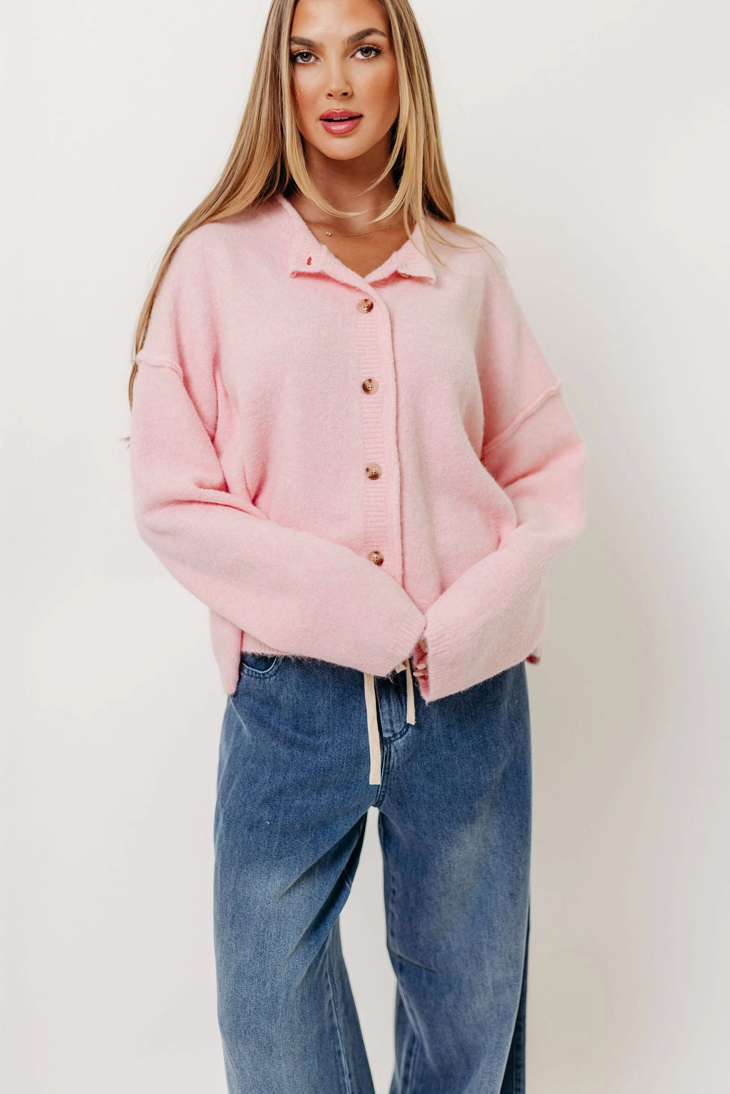 Kyla Cardigan Sweater in Ballet HeavyweightThermal EcoFriendlyBlend