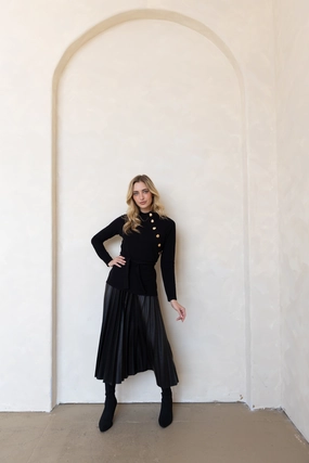 Anika Knit Leather Dress Chic Silhouette Neutral Mood