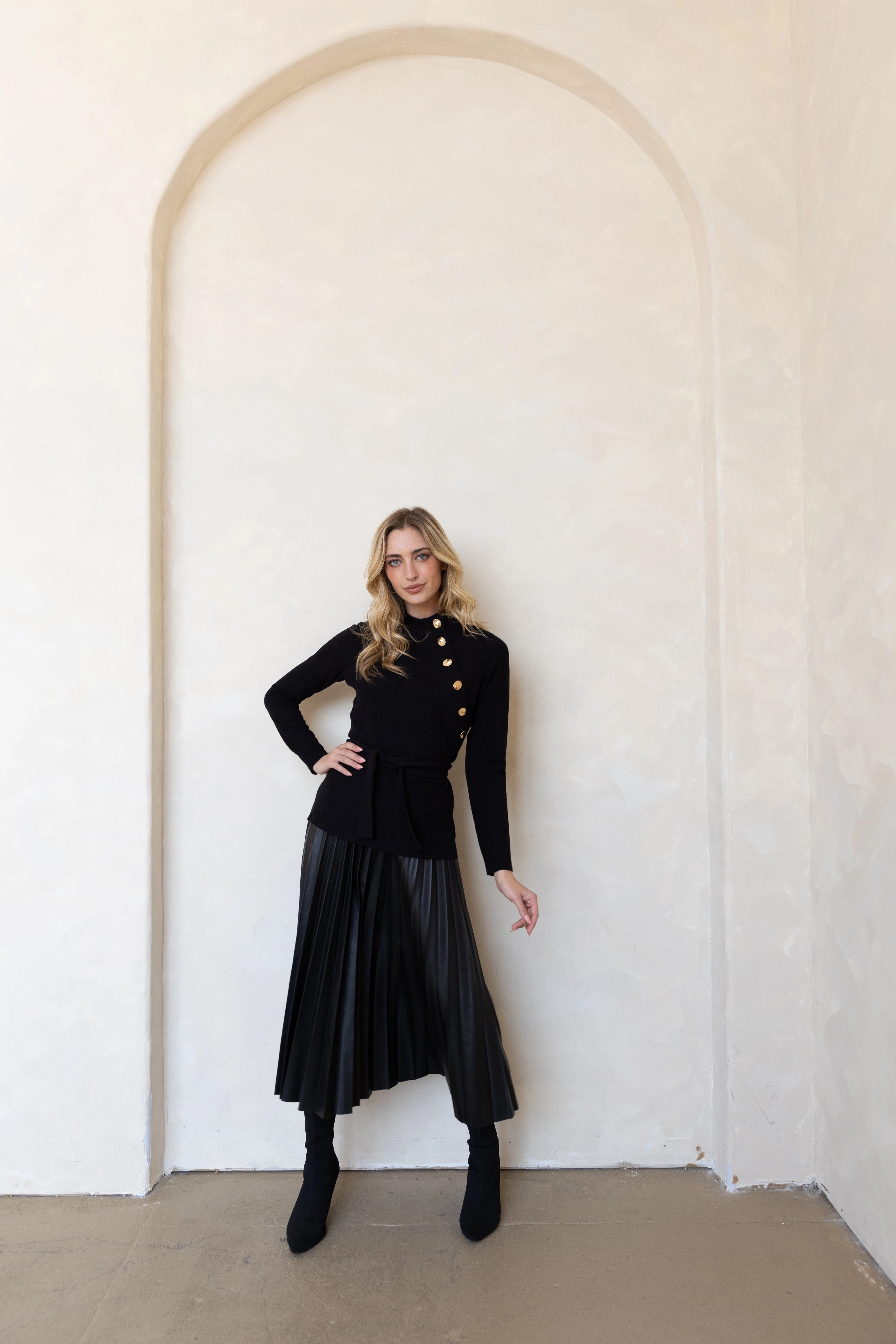 Anika Knit Leather Dress Skin Glow