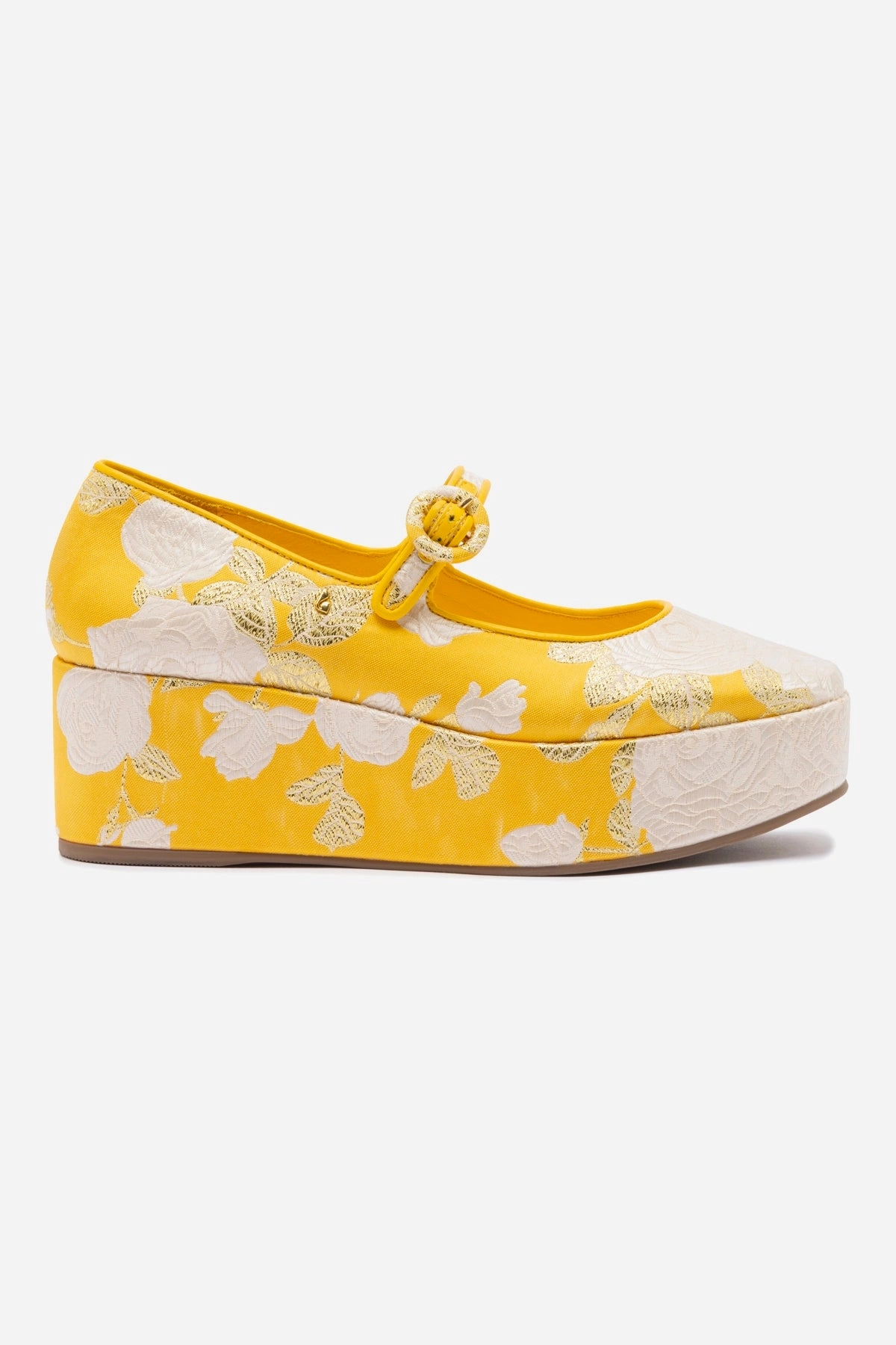 Year Trust Larroud x Markarian Blair Flatform In Yellow Floral Brocade