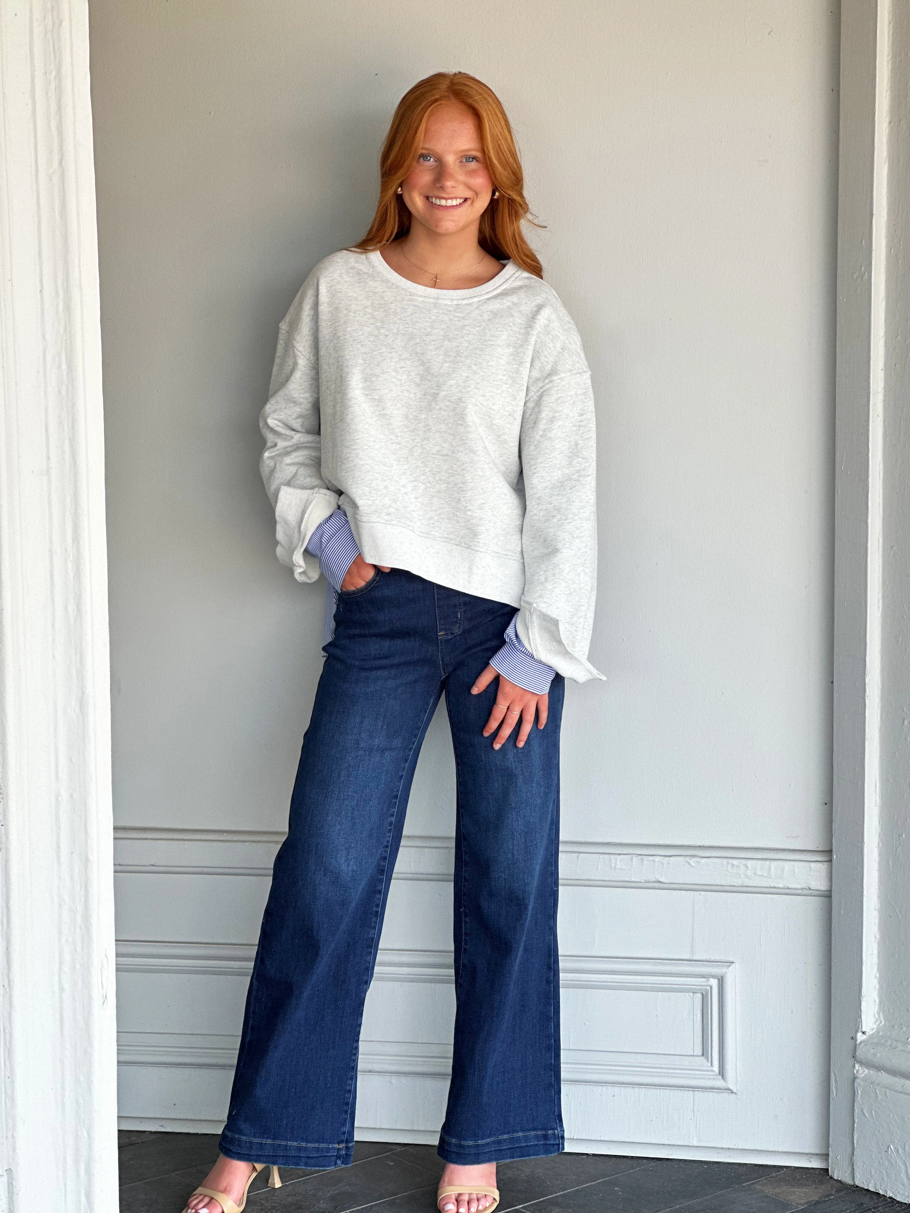 Layered Hemline Already There Grey Sweater