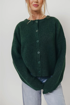 Alyssa Cardigan in Forest Green Comfortable Cotton FlexibleWaistband