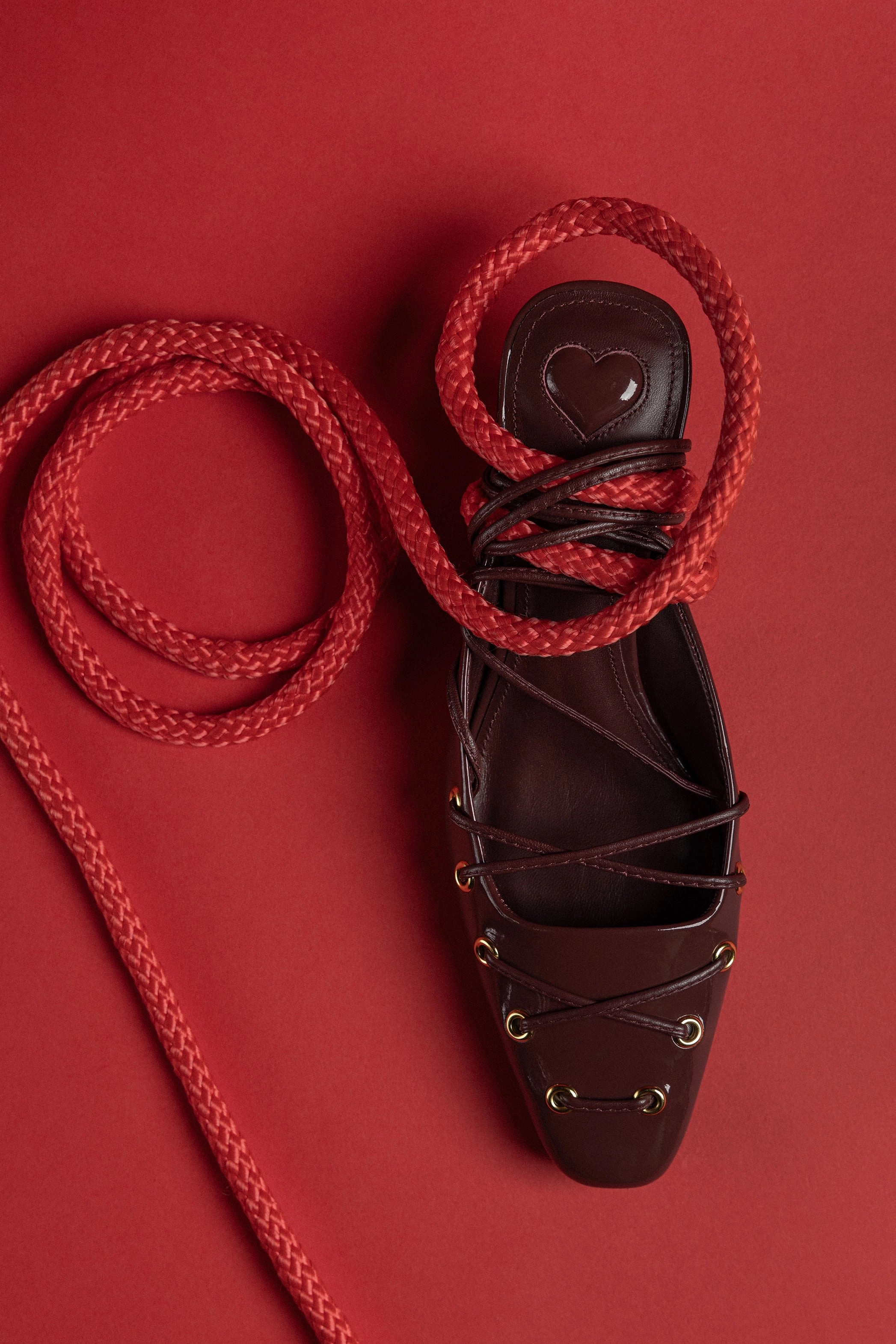 Amal Lace Up Pump In Burgundy Leather Hill Walk