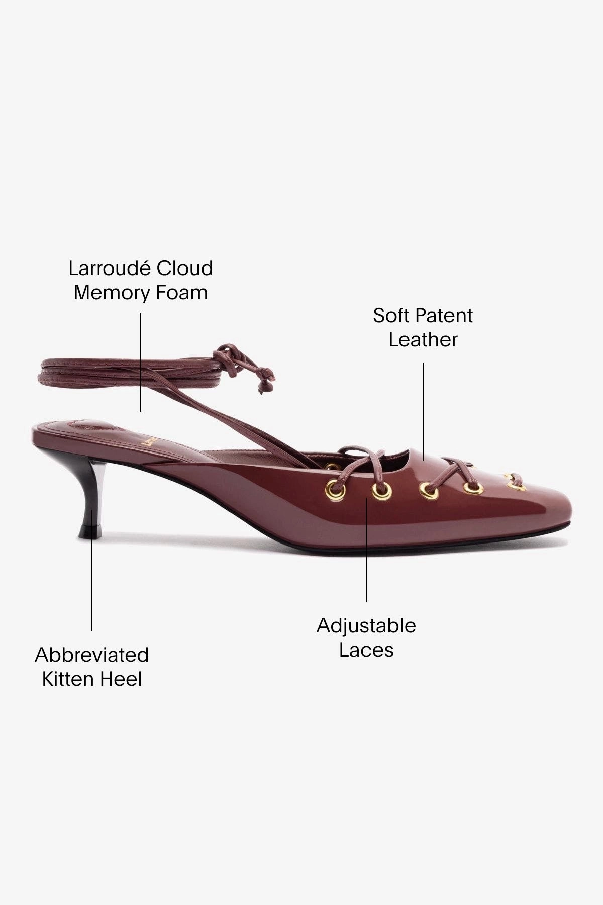 Amal Lace Up Pump In Burgundy Leather Lightweight