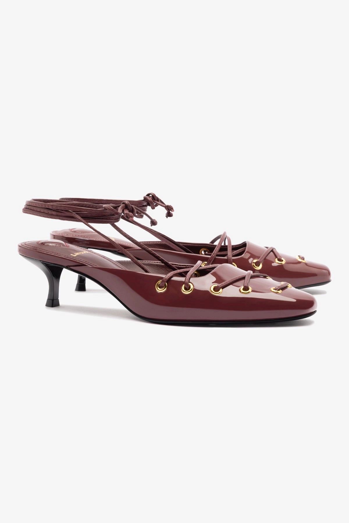 Amal Lace Up Pump In Burgundy Leather Curve Hug Secure