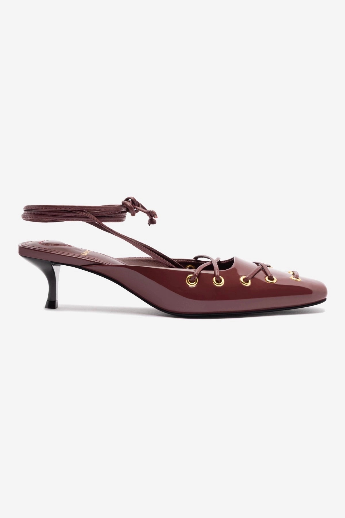 Amal Lace Up Pump In Burgundy Leather Running