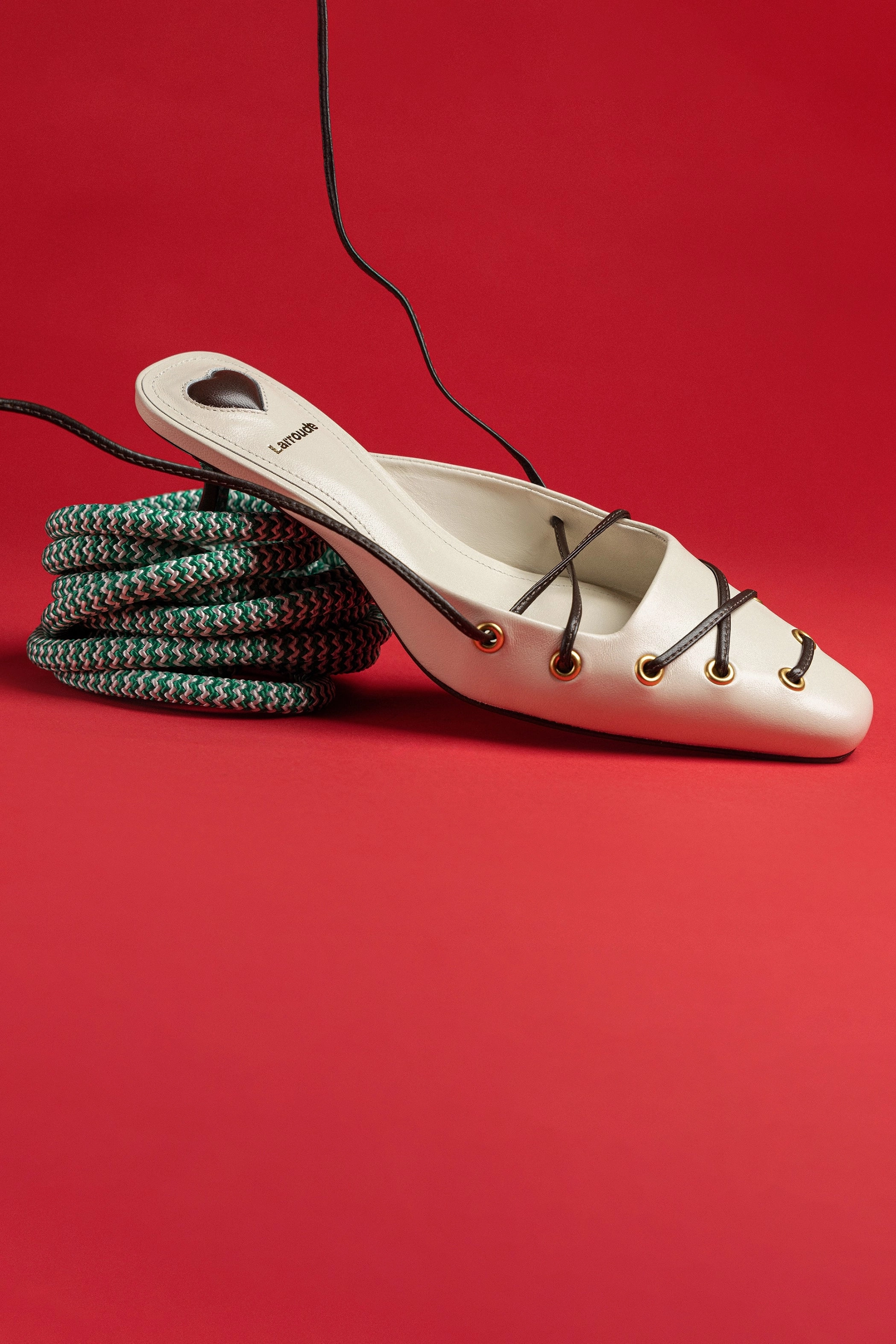 Korean Trend Garden Mood Amal Lace Up Pump In Ivory Leather