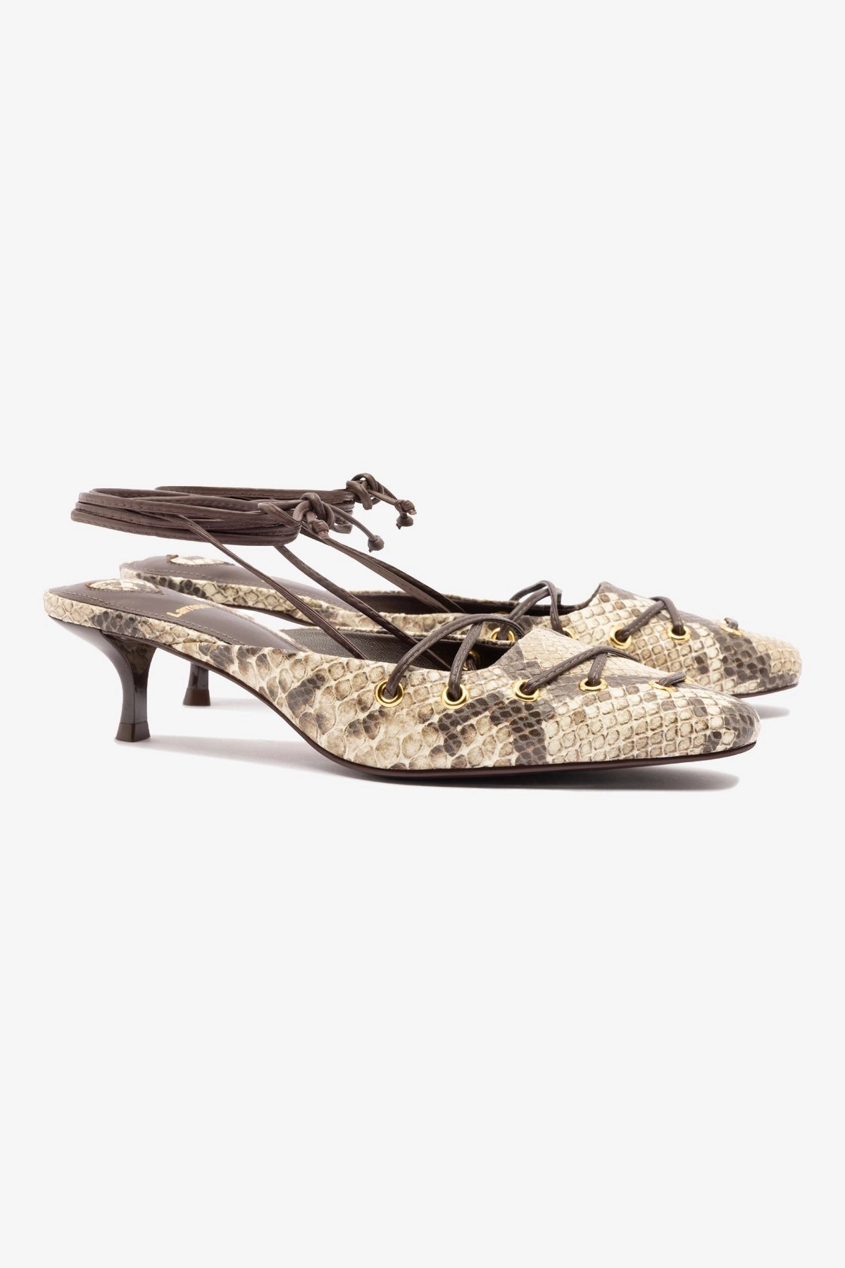 Amal Lace Up Pump In Neutral Printed Snake Office Smart Quiet Step