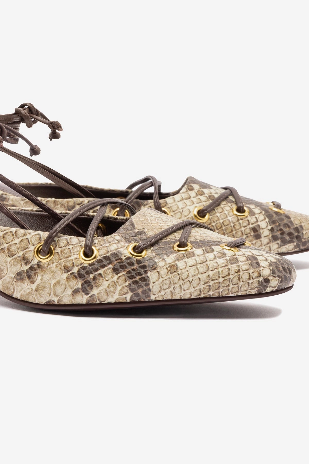 Amal Lace Up Pump In Neutral Printed Snake Chic Cool