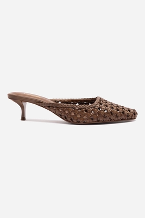 Amal Macrame Mule In Burnt Umber Leather Sport Edge