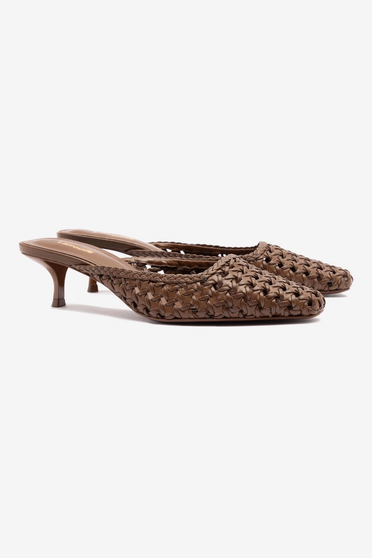Durable Rubber Outsole Supportive Core Office Workers Amal Macrame Mule In Burnt Umber Leather