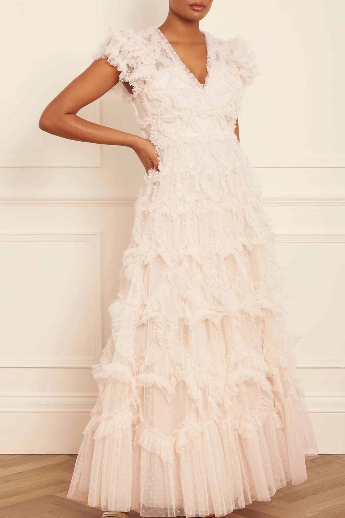 Amorette V-Neck Gown Soft fabric piece Clean Drape