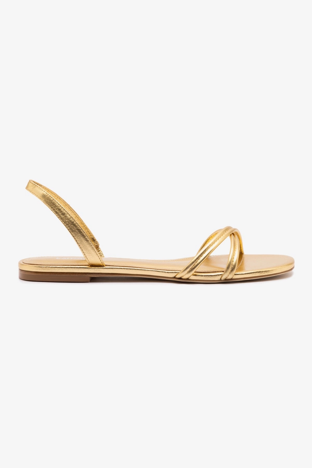 Annie Flat In Gold Metallic Leather Comfort Run