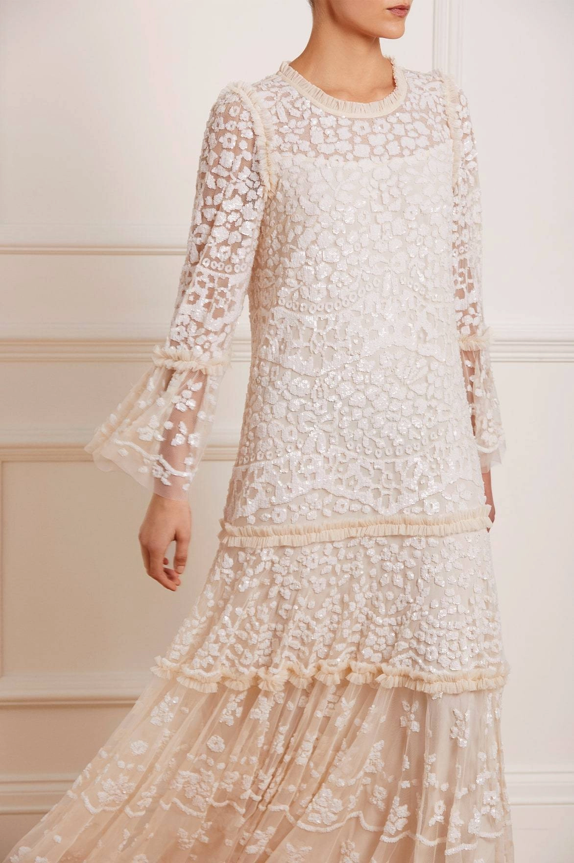 Timeless Comfort Wear Weekend Edge Annie Sequin Tiered Ankle Gown