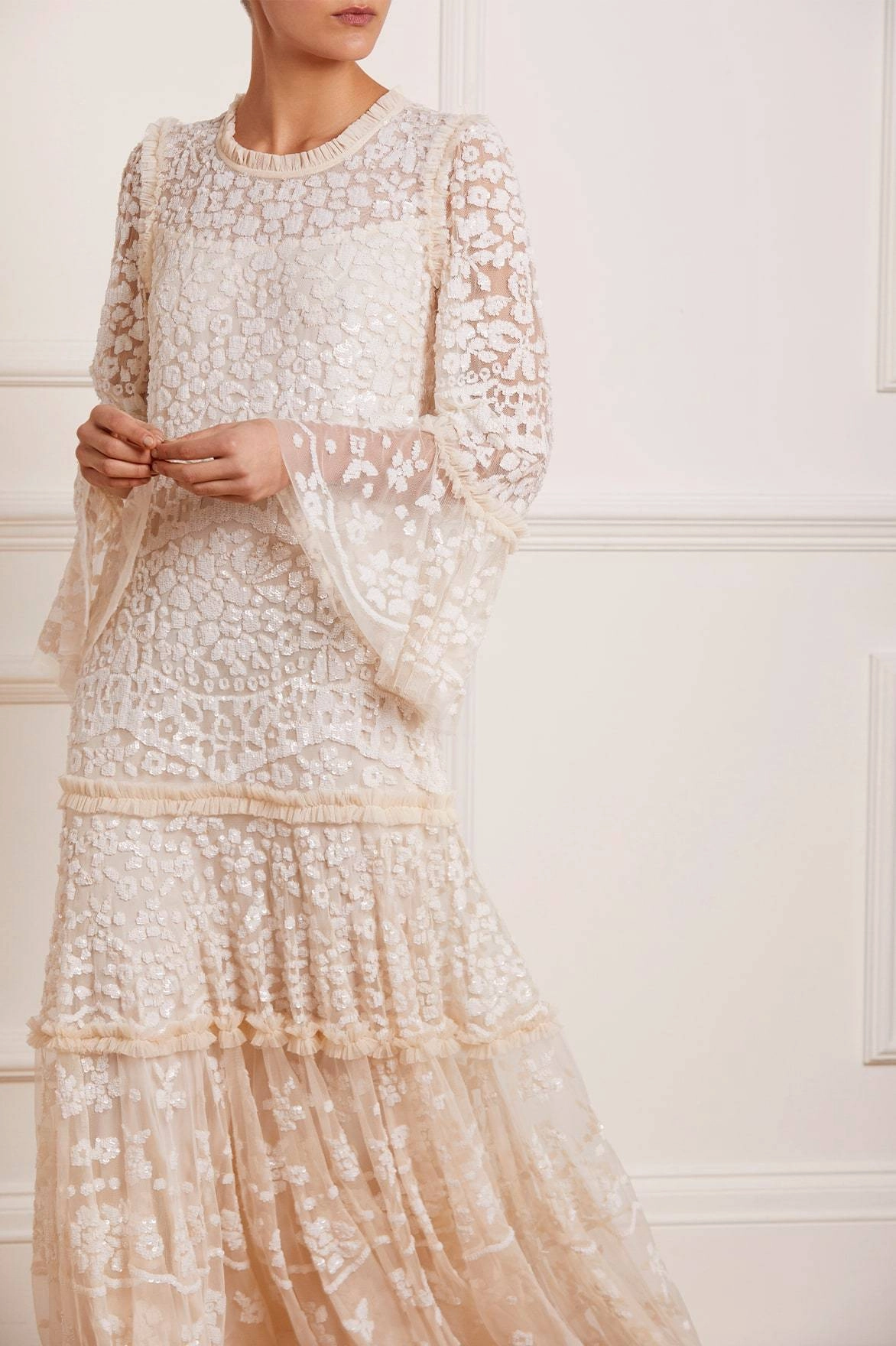 Mood Flex Annie Sequin Tiered Ankle Gown